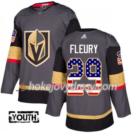 Dětské Hokejový Dres Vegas Golden Knights Marc-Andre Fleury 29 Adidas 2017-2018 Šedá USA Flag Fashion Authentic